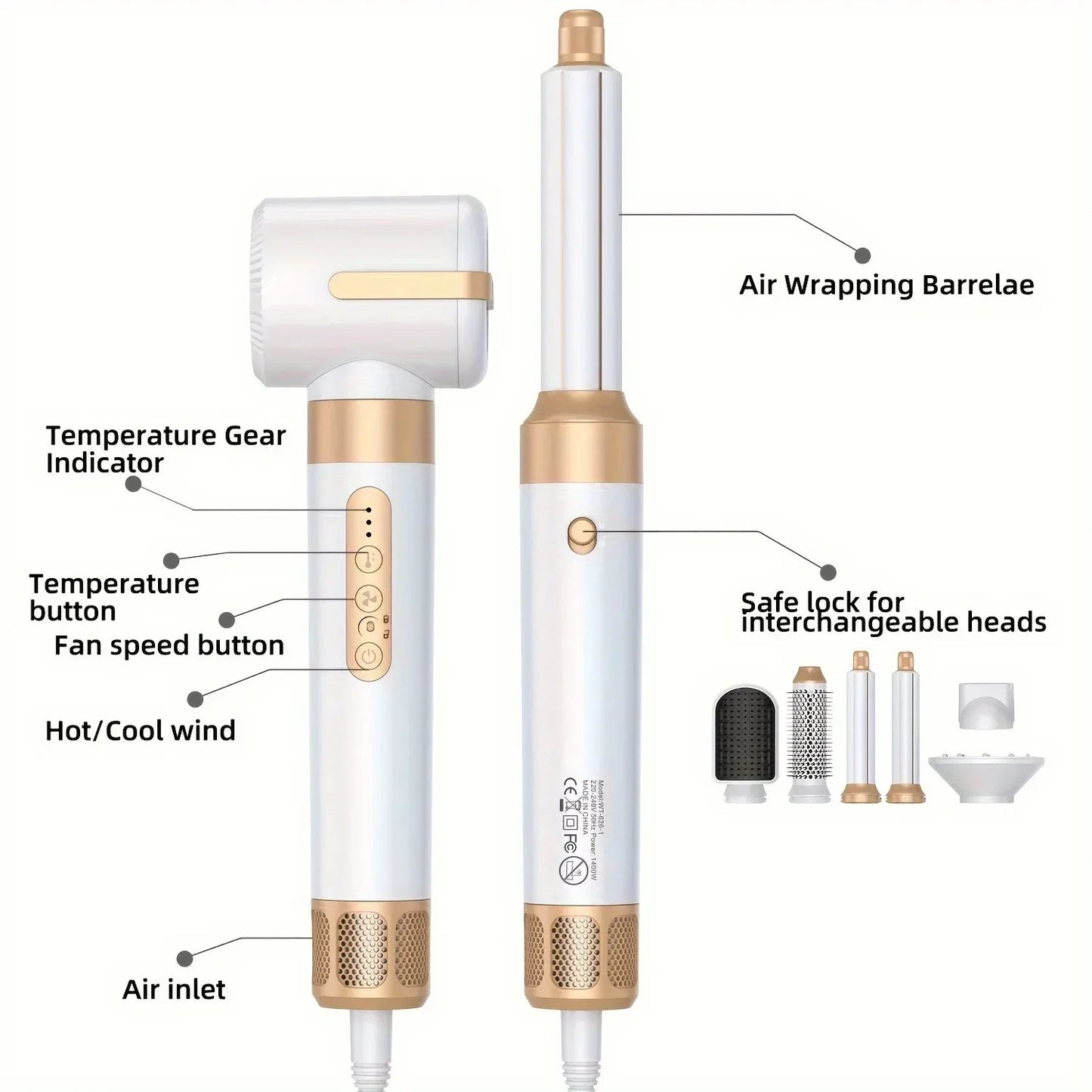מעצב שיער 7-ב-1 בטכנולוגיית אוויר חם – ייבוש ועיצוב מהיר ללא נזק